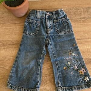 Vintage Old Navy 12-18 Month Olds Denim Floral Pants